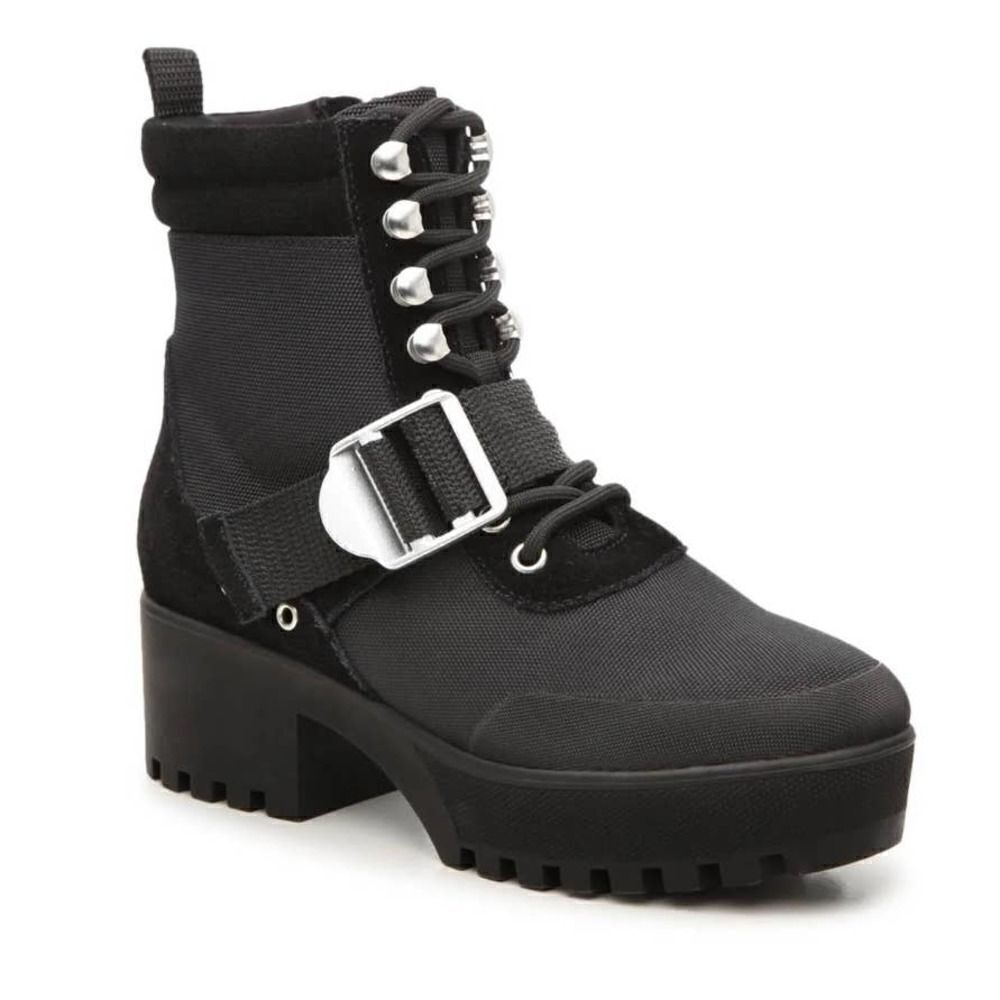 Steve Madden Grady Black Chunky Black Boots Size 8